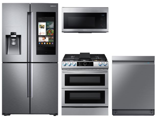 Family Hub™ 4-Door Flex™ Refrigerator + Flex Duo™ Slide-in Gas Range with Smart Dial & Air Fry + Linear Wash Dishwasher + Microwave in Stainless Steel deals at $7848.86