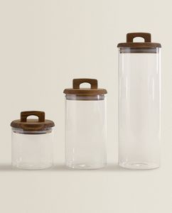 BOROSILICATE GLASS AND WOOD STORAGE JAR offers at $22.9 in 