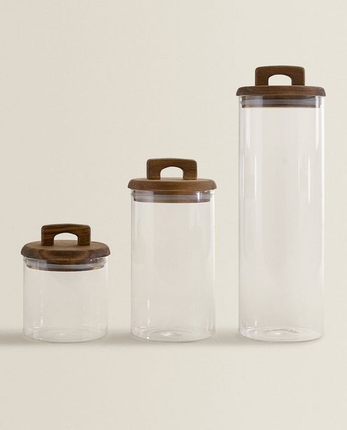Borosilicate Glass And Wood Storage Jar deals at $22.9