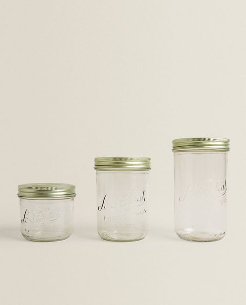 Glass Storage Jar With Gold Lid deals at $9.9