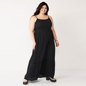Juniors' Plus Size SO® Smocked Bodice Tiered Maxi Dress offers at $40 in Kohl's