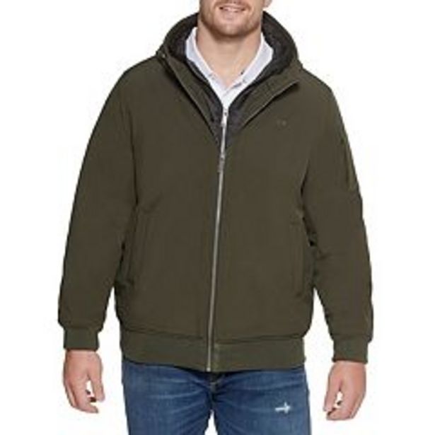 Big & Tall Dockers® Hooded Softshell Bomber Jacket with Puffer Bib deals at $144