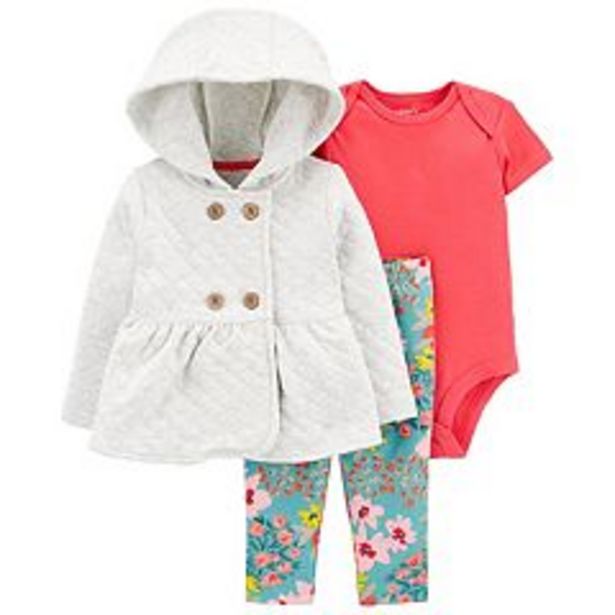Baby Girl Carter's Quilted Cardigan, Bodysuit & Pants Set deals at $23.8