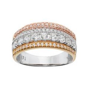 Simply Vera Vera Wang Tri Tone 14k Gold 1 Carat T.W. Diamond Multi Row Anniversary Ring offers at $1125 in Kohl's