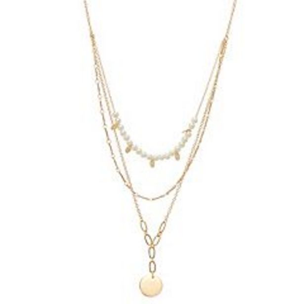 Nine West Gold Tone and Simulated Pearl Three-Row Necklace deals at $19.6