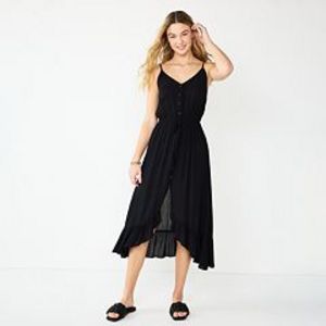 Juniors' Rewind Button Front High-Low Maxi Dress offers at $33.6 in Kohl's