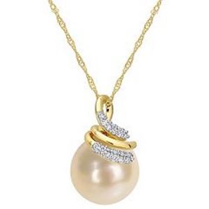 Stella Grace 14k Gold South Sea Cultured Pearl & 1/10 Carat T.W. Diamond Swirl Pendant Necklace offers at $720 in Kohl's