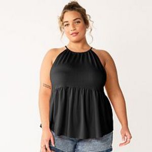 Juniors' Plus Size SO® High-Neck Babydoll Tank offers at $21.99 in Kohl's