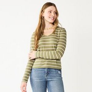 Juniors' SO® Essential V-Neck Long Sleeve Tee offers at $5.6 in Kohl's