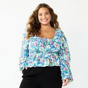 Juniors' Plus Size SO® Squareneck Peplum Blouse offers at $32 in Kohl's