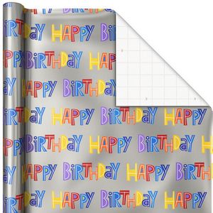 Happy Birthday on Silver Wrapping Paper Roll, 2… offers at $4.99 in 