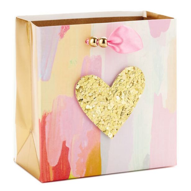 Sequined Heart Small Square Gift Bag, 5.5" deals at $6.99