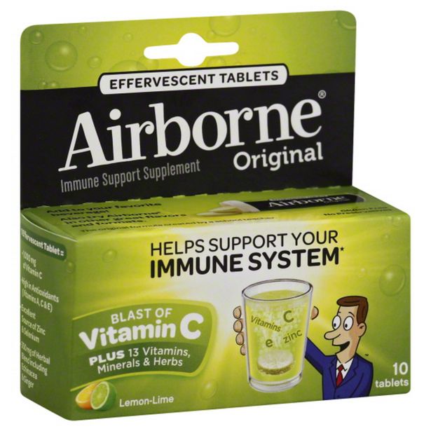 Airborne Immune System Supplement, Original, Effervescent Tablets, Lemon-Lime deals at $5.99