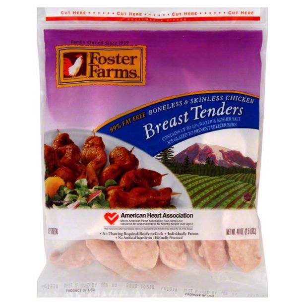 Foster Farms Chicken Breast Tenders, Boneless &amp; Skinless deals at $10.99