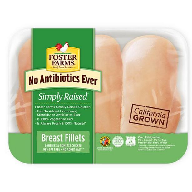 Foster Farms Simply Raised Chicken Breast Fillets, No Antibiotics Ever deals at $13.98
