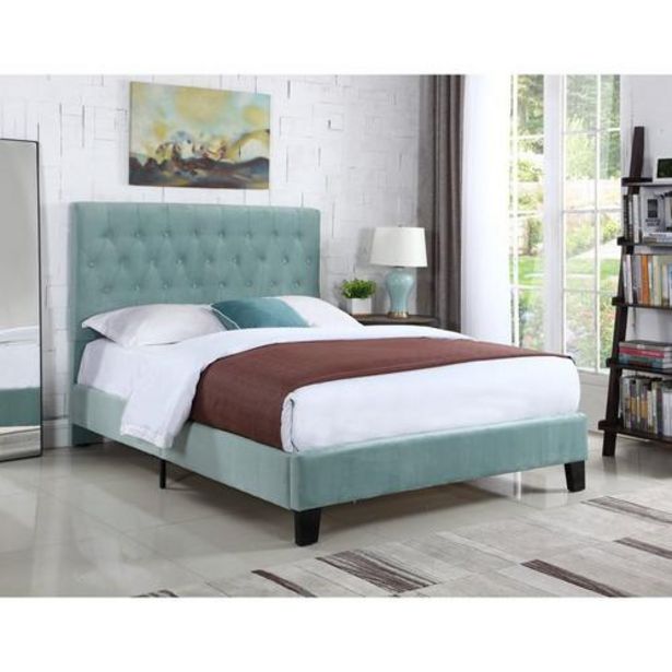 Amelia Queen Upholstered Bed w/ Firm Tight Top Mattress & Protector deals at $99.98