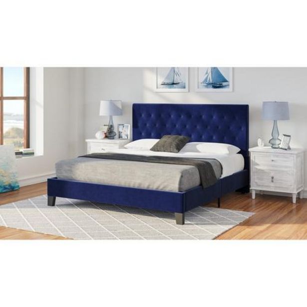 Amelia Queen Upholstered Bed w/ Plush Pillow Top Mattress & Protector deals at $66.98