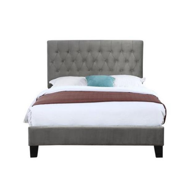 Amelia Queen Upholstered Bed w/ 12" Plush Pillow Top Mattress & Protector deals at $70.98