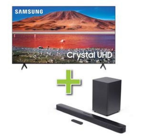75" Samsung 4K Ultra HD Smart TV & JBL 2.1ch Soundbar w/ Subwoofer offers at $147.98 in Aaron's