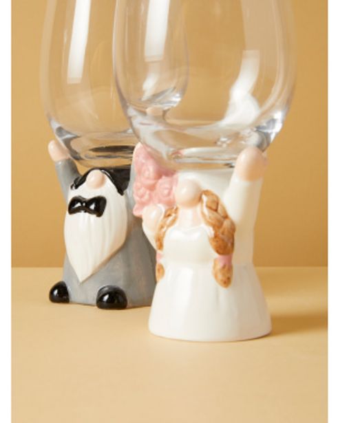 2pc Gnome Bride And Groom Wine Glass Set offers at $10 in Home Goods
