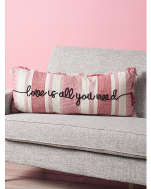 Made In India 14x34 Love Is All You Need Striped Pillow offers at $10 in Home Goods