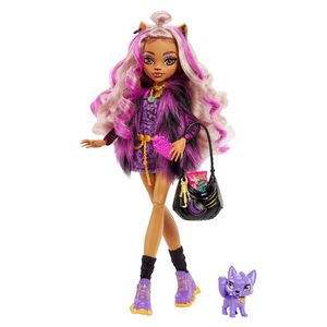 Monster High Doll, Clawdeen Wolf With Pet Dog, Purple Streaked Hair offers at $24.99 in Barbie