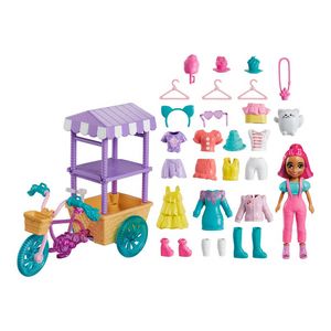 Polly Pocket Treats &amp; Trends Bicycle Cart 3-Inch Doll, 25 Play Pieces offers at $16.99 in Barbie