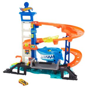 Hot Wheels Track Set And 1:64 Scale Toy Car, City Shark Escape, Multi-Level Playset offers at $42.99 in Barbie