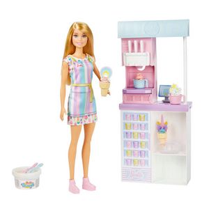 Barbie Ice Cream Shop Playset With 12 In Blonde Doll, Ice Cream Shop, Ice Cream Making Feature &amp; Realistic Play Pieces offers at $22.99 in Barbie
