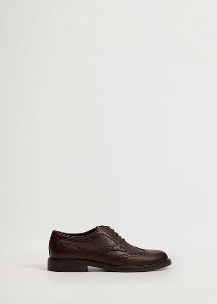 Laser-cut leather blucher shoes offers at $79.99 in Mango
