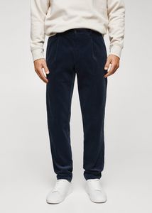 Pleated corduroy pants offers at $49.99 in Mango