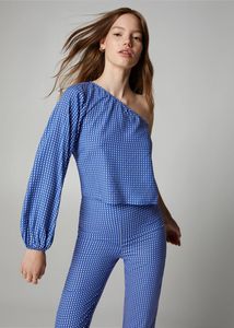 Asymmetrical printed blouse offers at $22.99 in Mango