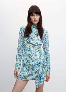 Ruffled floral print dress offers at $25.99 in Mango