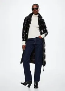 Quilted long coat offers at $79.99 in Mango
