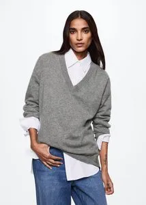 V-neck cashmere sweater offers at $119.99 in Mango