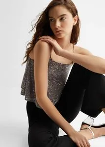 Glitter sequins top offers at $25.99 in Mango