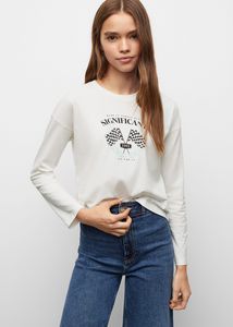 Printed long sleeve t-shirt offers at $6.99 in Mango