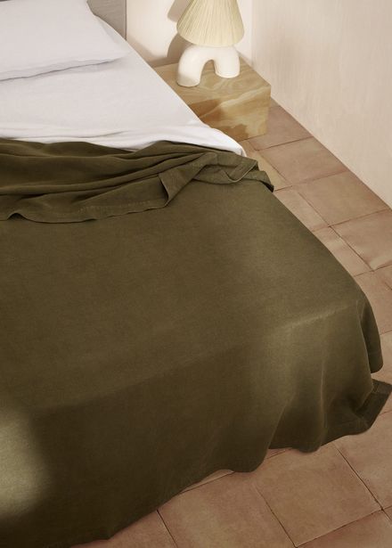Washed 100% linen bedspread offers at $169.99 in Mango