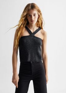 Lurex knitted top offers at $29.99 in Mango