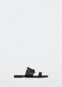 Buckle leather sandals offers at $49.99 in Mango