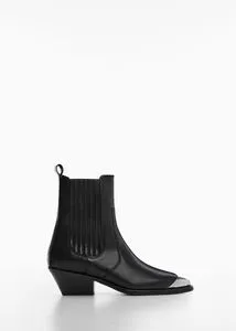 Metallic pointed toe leather ankle boots offers at $79.99 in Mango