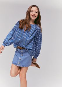 Buttoned denim skirt offers at $15.99 in Mango