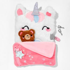 Unicorn Sleeping Bag Plush Diary offers at $14.99 in Claire's