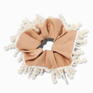 Champagne Pearl Fringe Hair Scrunchie offers at $8.99 in Claire's