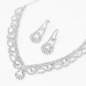 Silver Rhinestone Scalloped V Jewelry Set - 2 Pack offers at $12.49 in Claire's