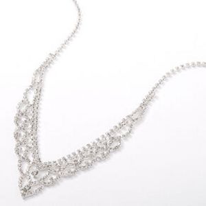 Silver Rhinestone Scalloped Chevron Statement Necklace offers at $8.49 in Claire's