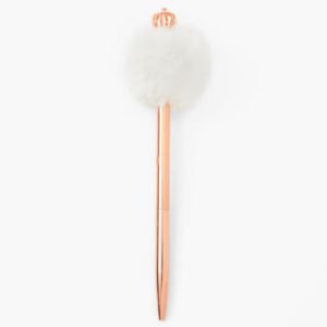 Rose Gold Pom Pom Crown Pen - Ivory offers at $5.99 in Claire's