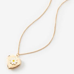 Gold Daisy Heart Locket 16" Pendant Necklace offers at $5.99 in Claire's