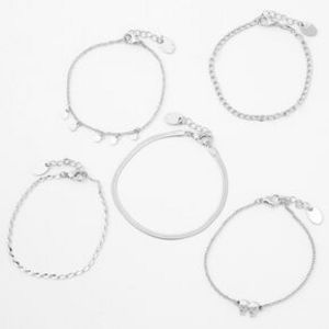 Silver Skulls Chain Bracelet Set - 5 Pack offers at $5 in Claire's