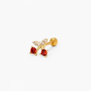 Gold Crystal Cherry Tragus Stud Earring - Red offers at $3.75 in Claire's
